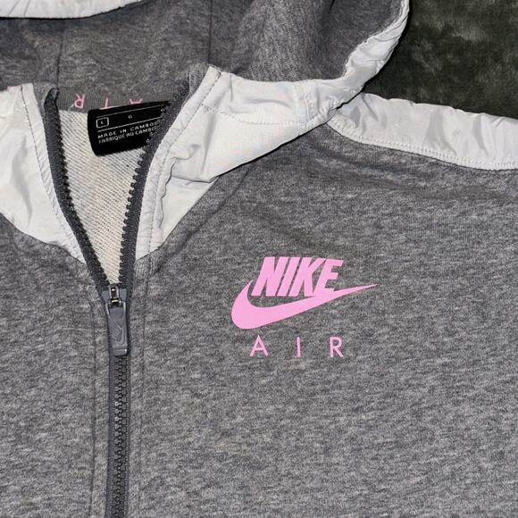 Nike Air Full Zip Hoodie Jacket Girls Large Heather Gray Long Sleeve Activewear - Picture 8 of 9